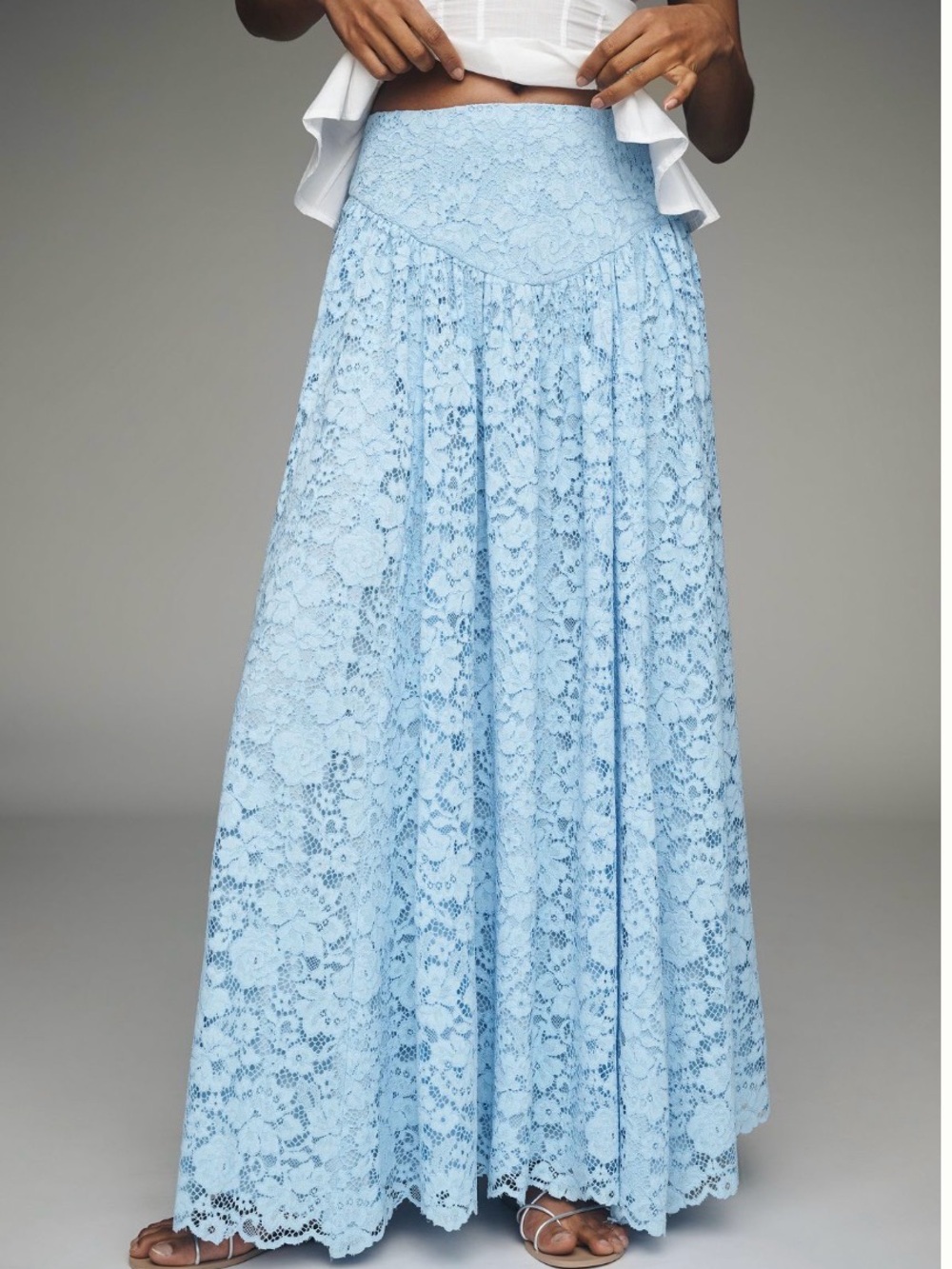 Maeve Powder Blue Lace Maxi Skirt
